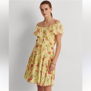 Lauren RALPH LAUREN 🌸 Floral Crinkle Cotton off shoulder dress